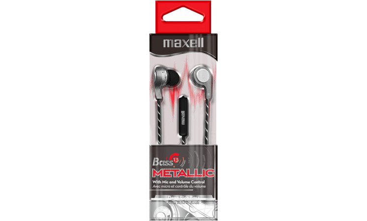 Maxell Bass 13 Metallic Earbuds with Mic -96ct Case
